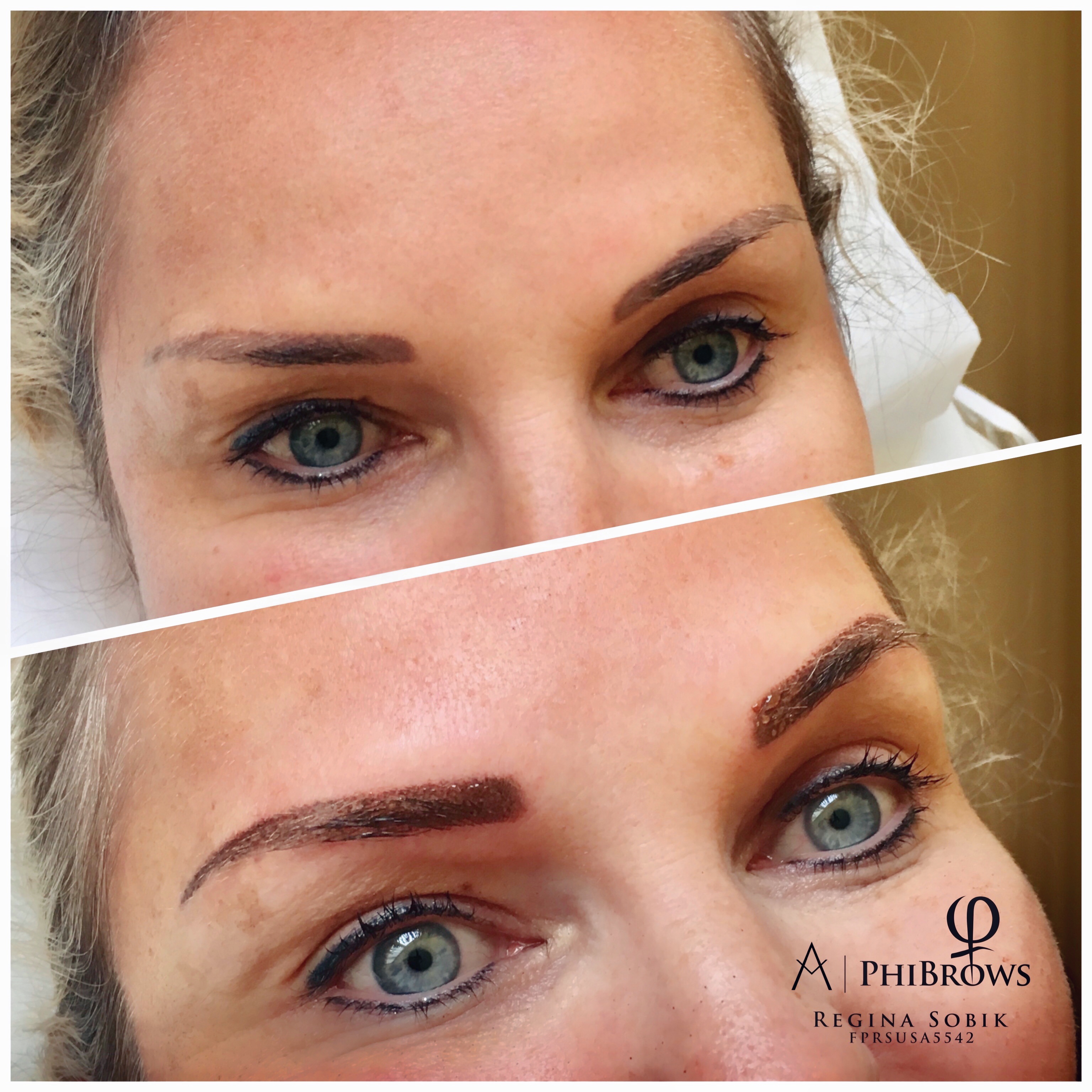 Permanent Makeup Eyebrows touchup before & after