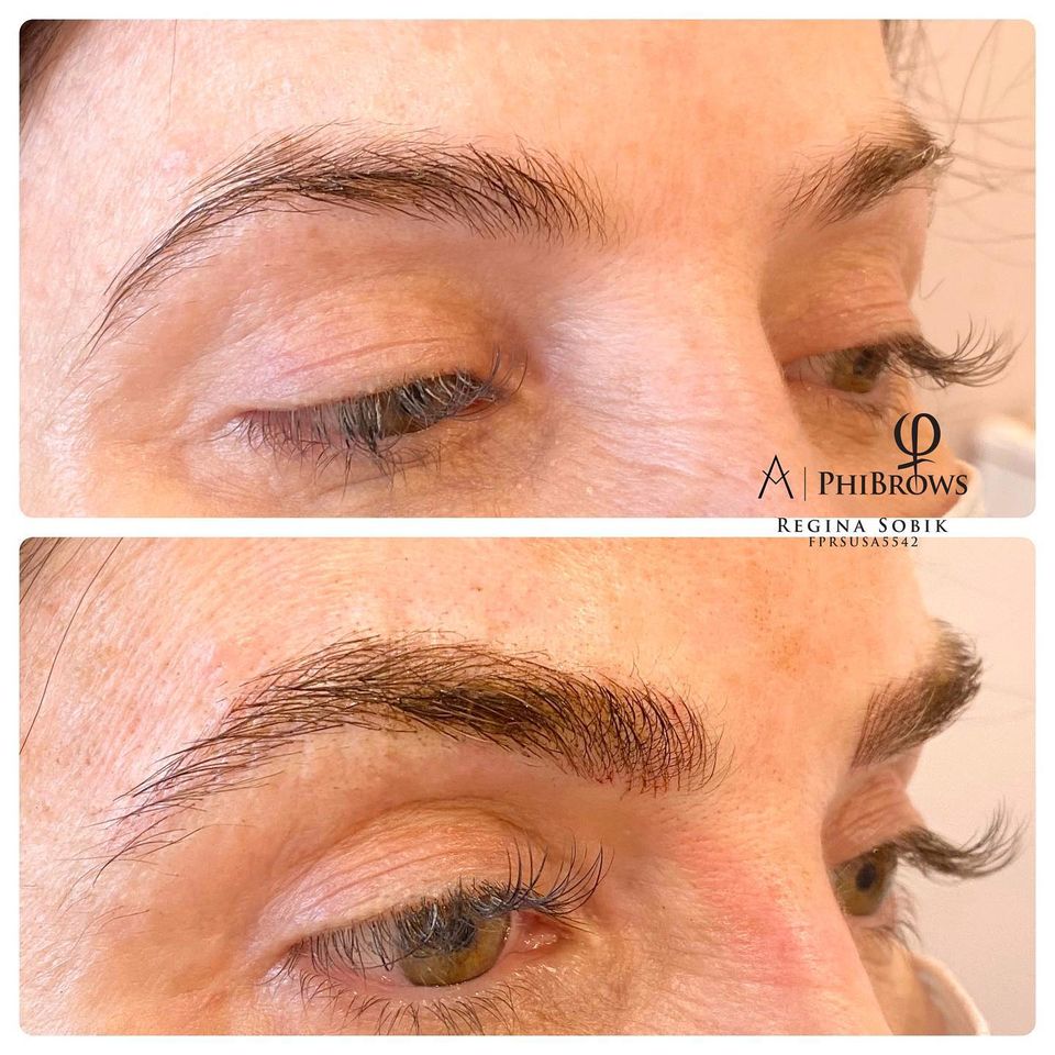 Microblading brows before & after