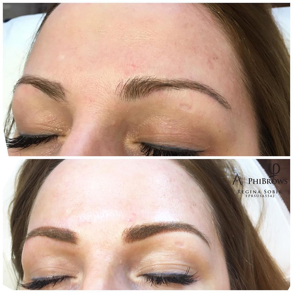 Powder Brows touchup before & after